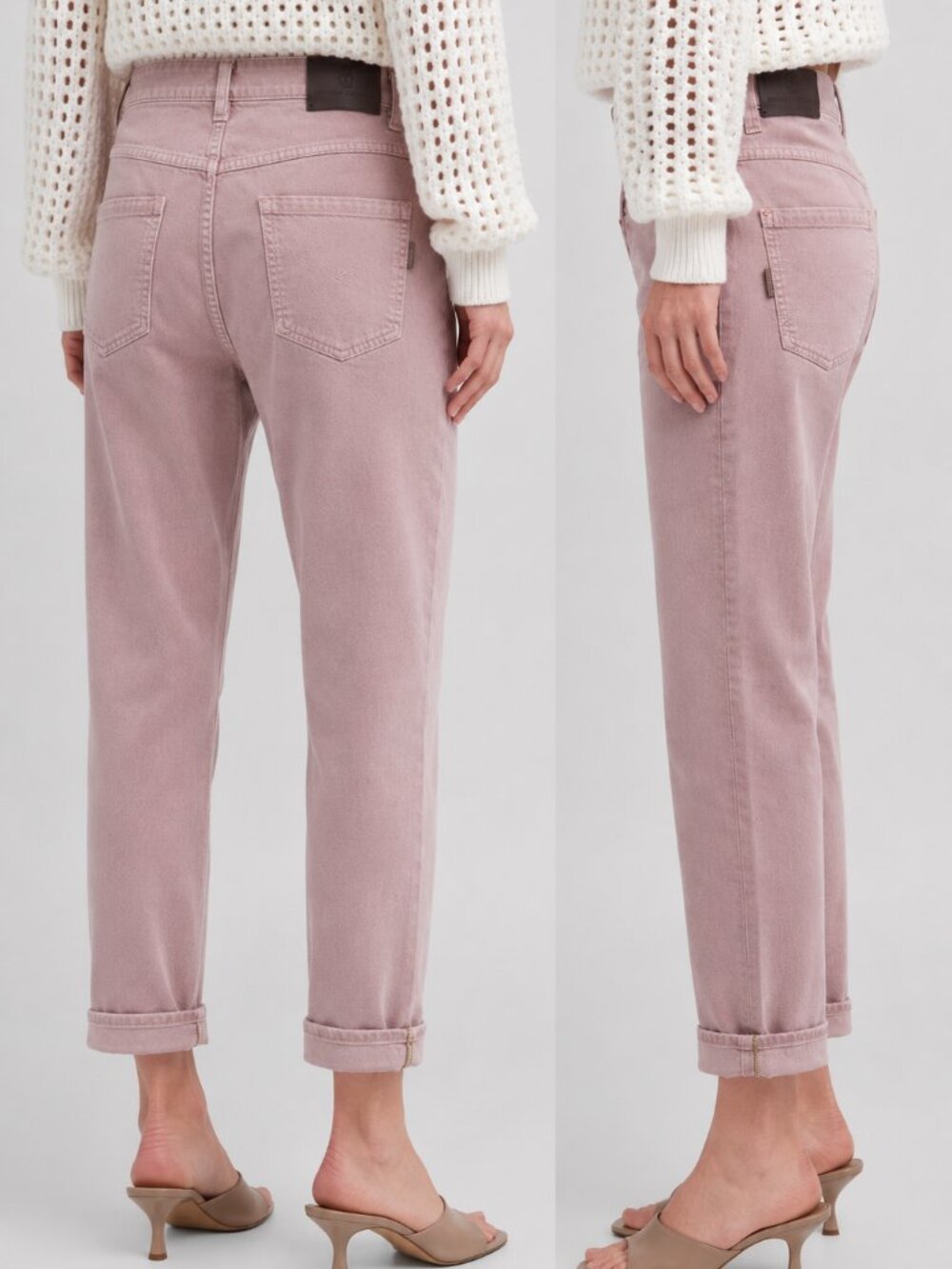Brunello Cucinelli Monili Cuff Jeans Muted Pink Denim Straight Leg Denim Size 6